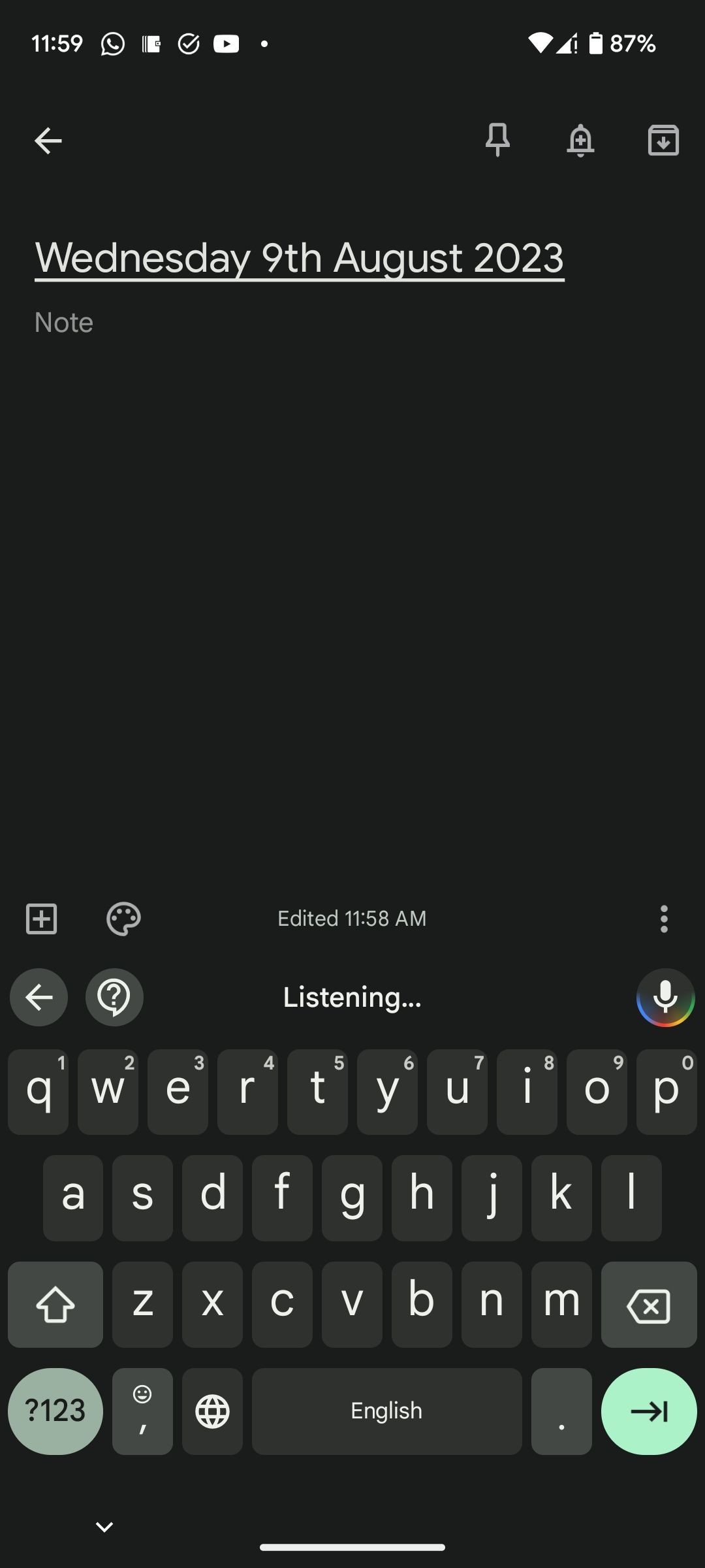Typing on Android using voice as the input