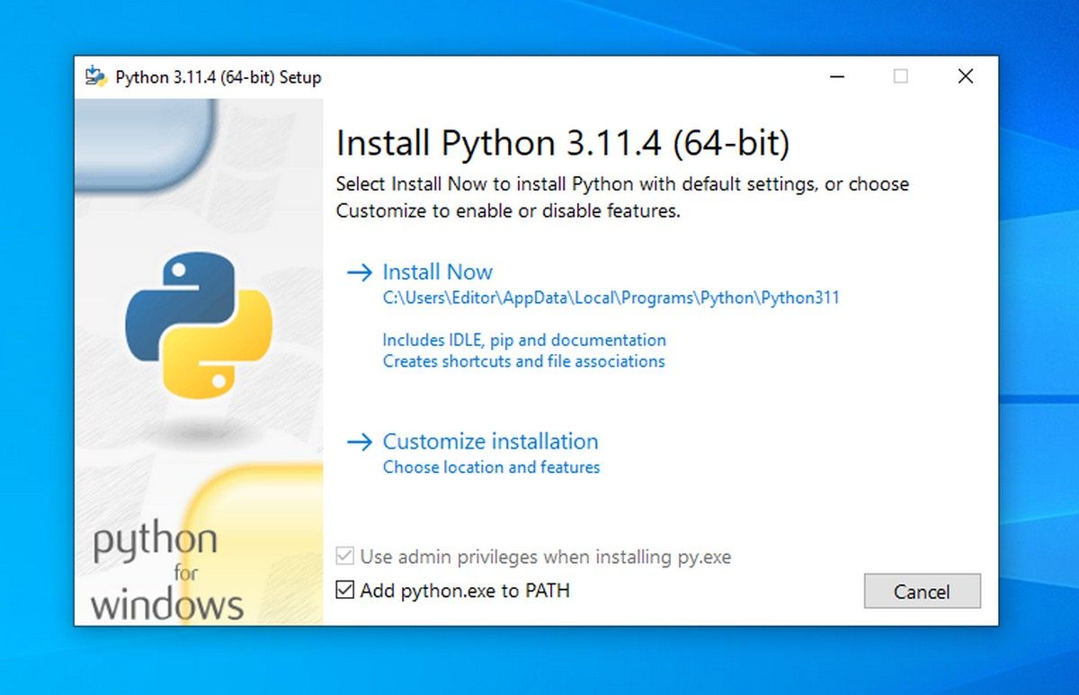 Установите Python win32api для Windows