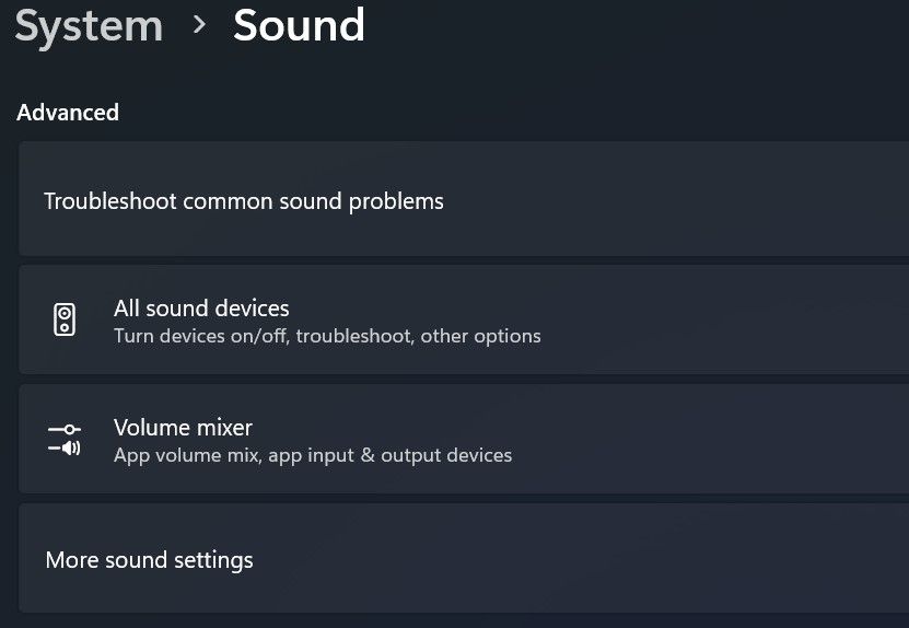 Откройте дополнительные настройки звука в настройках звука приложения "Настройки Windows"
