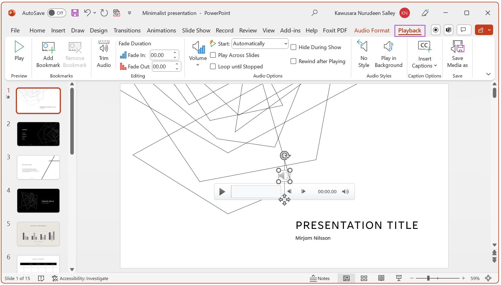 Playback tab in PowerPoint