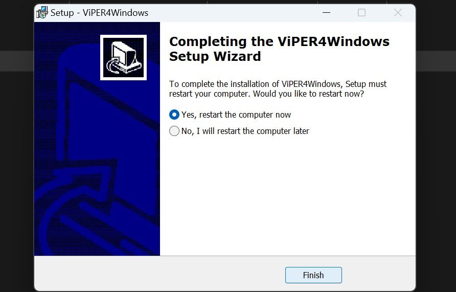 Нажмите кнопку Готово, чтобы завершить установку программного обеспечения Viper4Windows