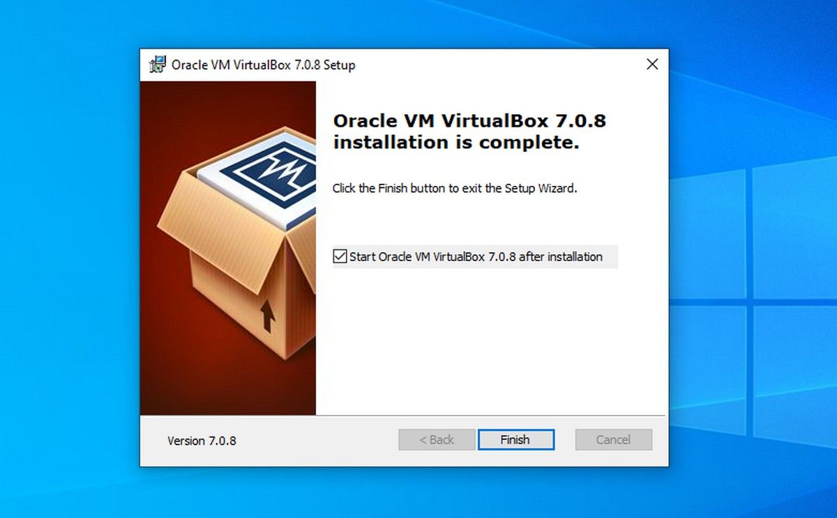 Установка VirtualBox в Windows завершена