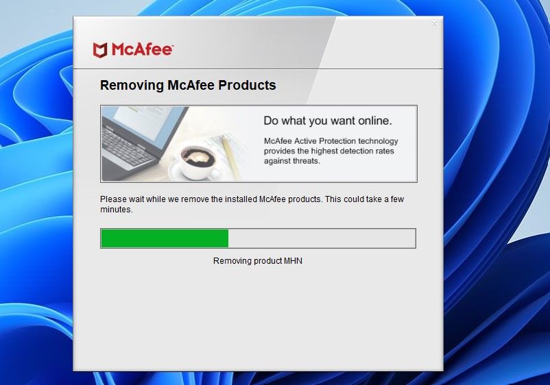 Примите Соглашение и пройдите проверку в средстве удаления программного обеспечения McAfee