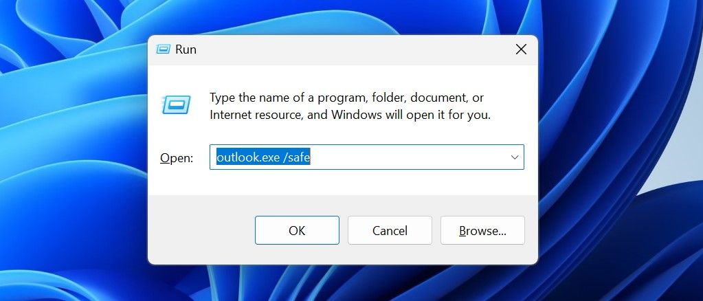 Execute o Outlook no modo de segurança executando um comando no Windows