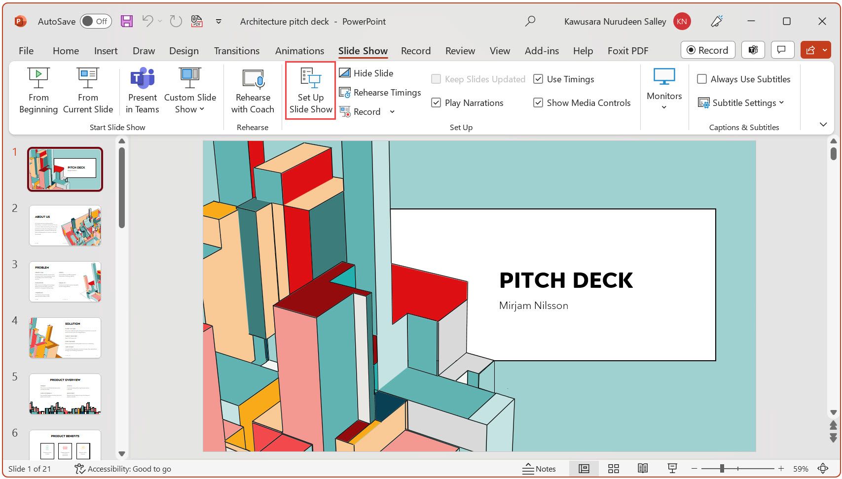 Click Set up slideshow in PowerPoint