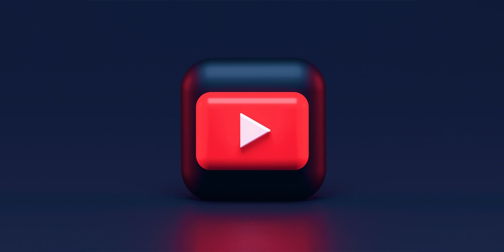 um logotipo 3D do YouTube sobre um fundo azul escuro