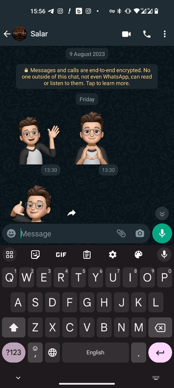 A Memoji sticker in WhatsApp