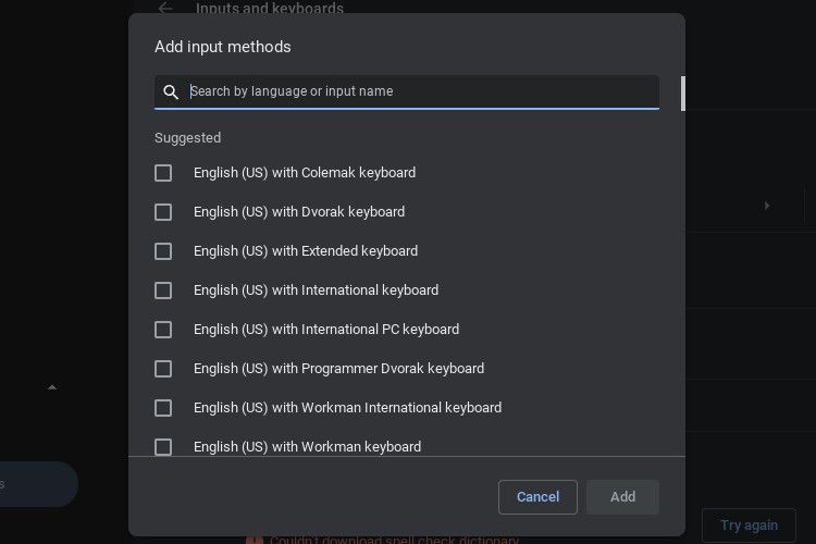 adding new input languages in chromebook settings
