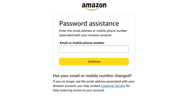 amazon password assistance