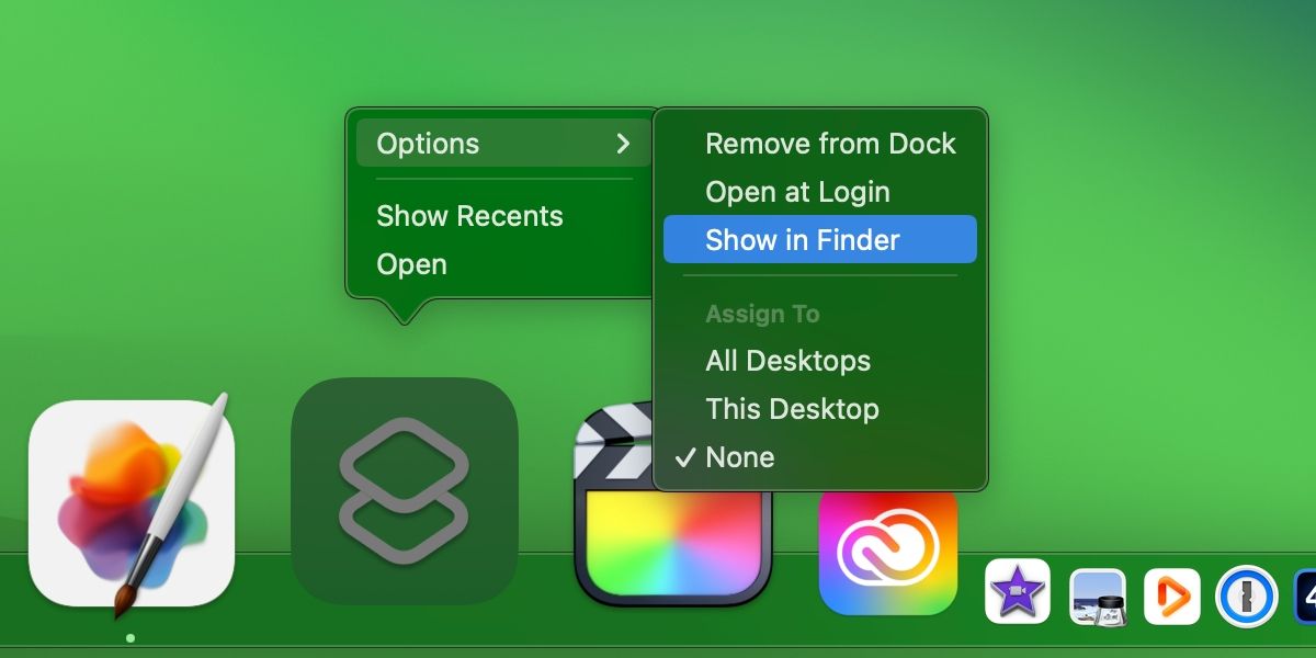 Choosing Show in Finder in the Dock for the Delay Dropbox Login Item automation
