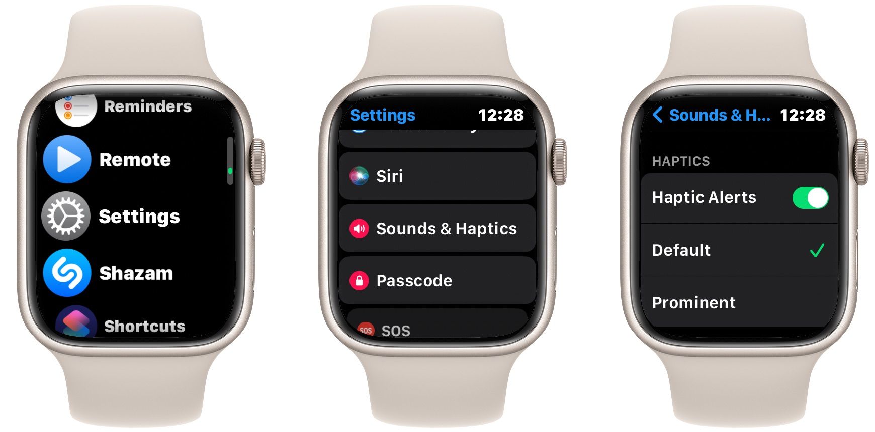 Configurações de som e sensação do Apple Watch