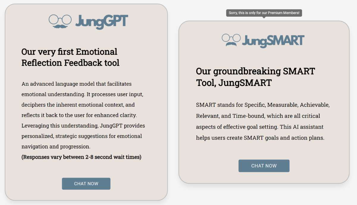 JungGPT is an empathetic therapist chatbot that feels like you're talking to a friend