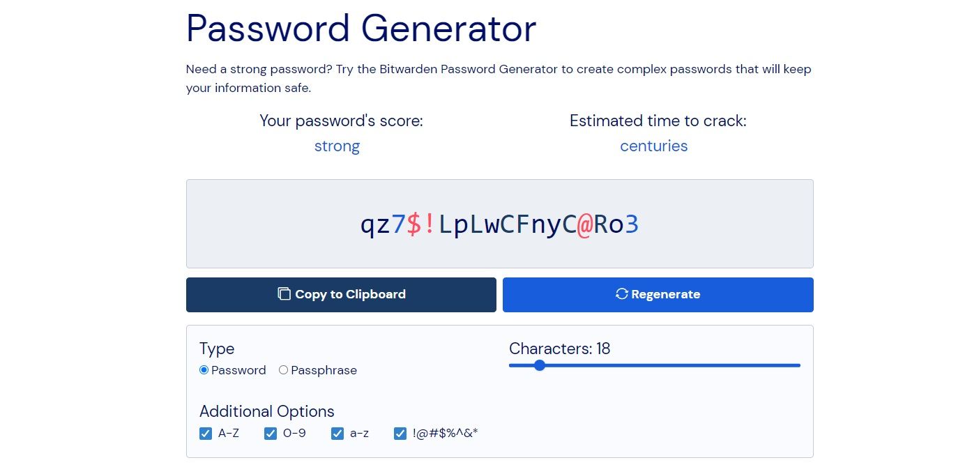 bitwarden password online generator tool