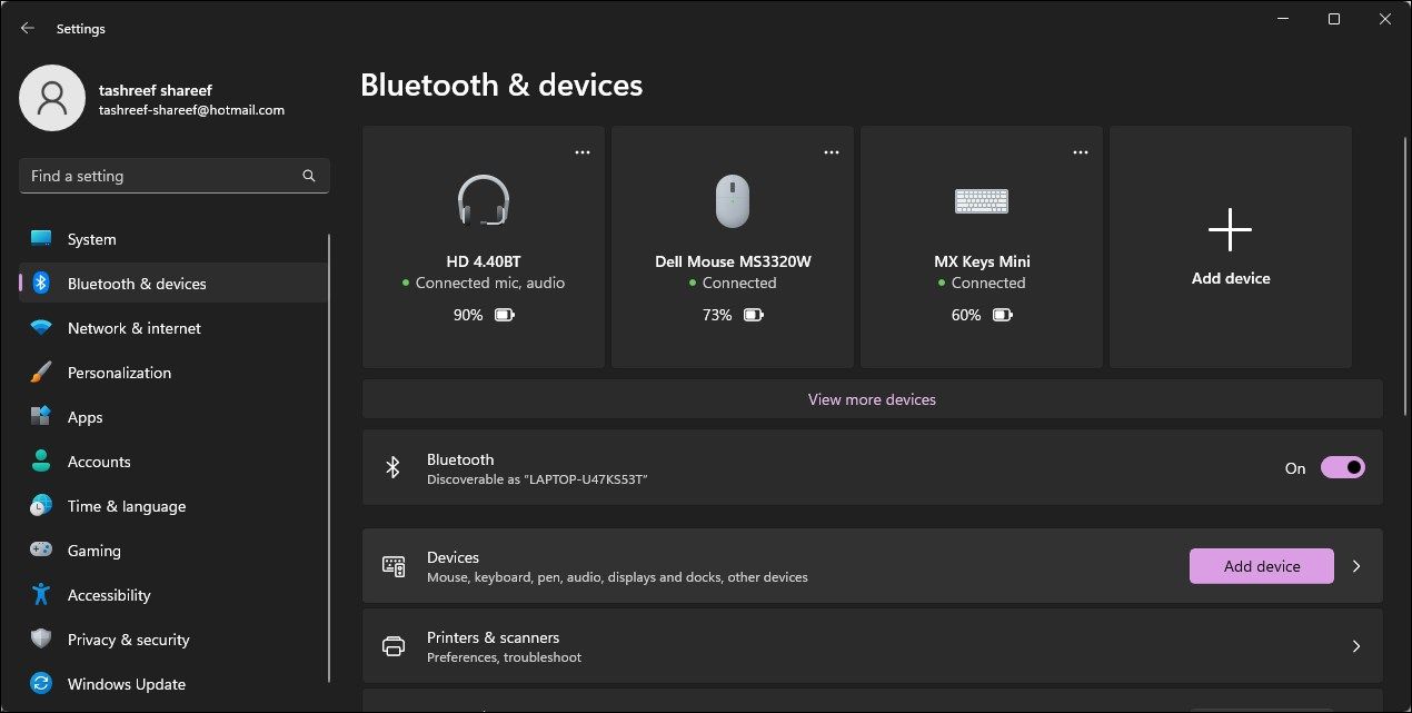 bluetooth e dispositivos dispositivos configurações do windows 11
