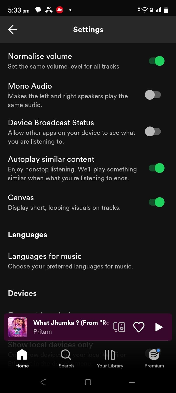 سوئیچ بوم در Spotify در اندروید