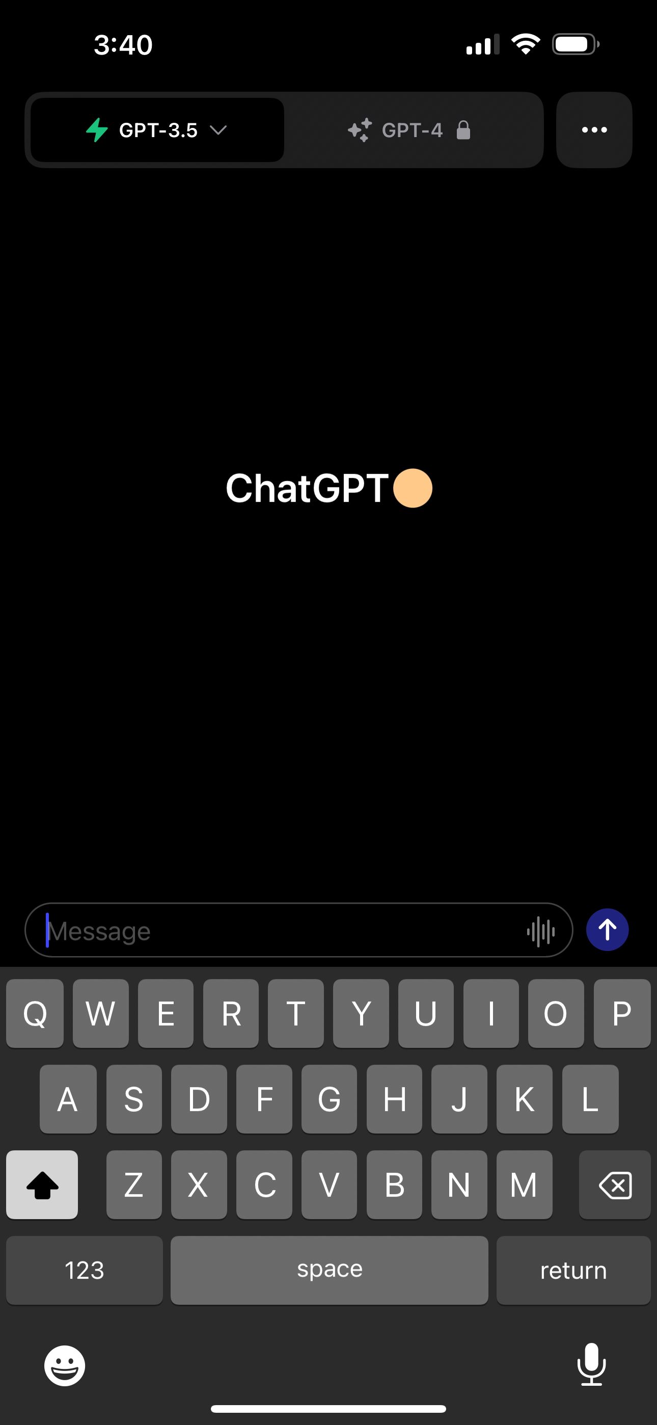 ChatGPT iOS app welcome screen