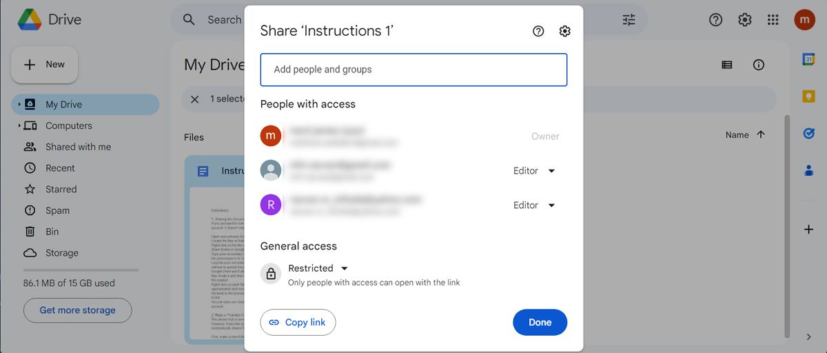 Check shared files on Google Drive