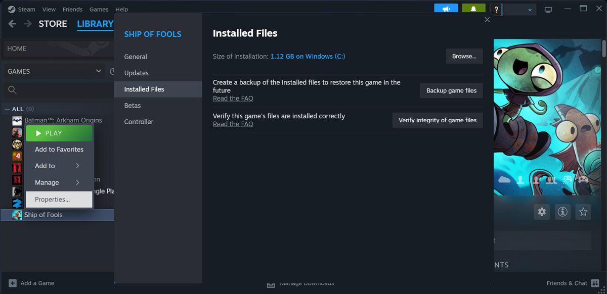 Check game files integrity for Steam games