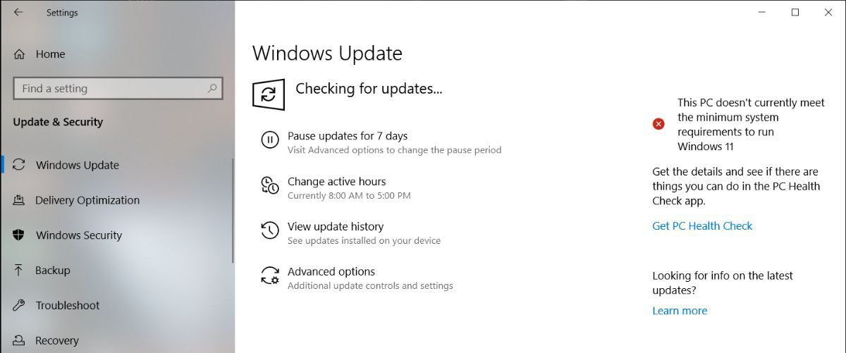 Check for updates on Windows 10