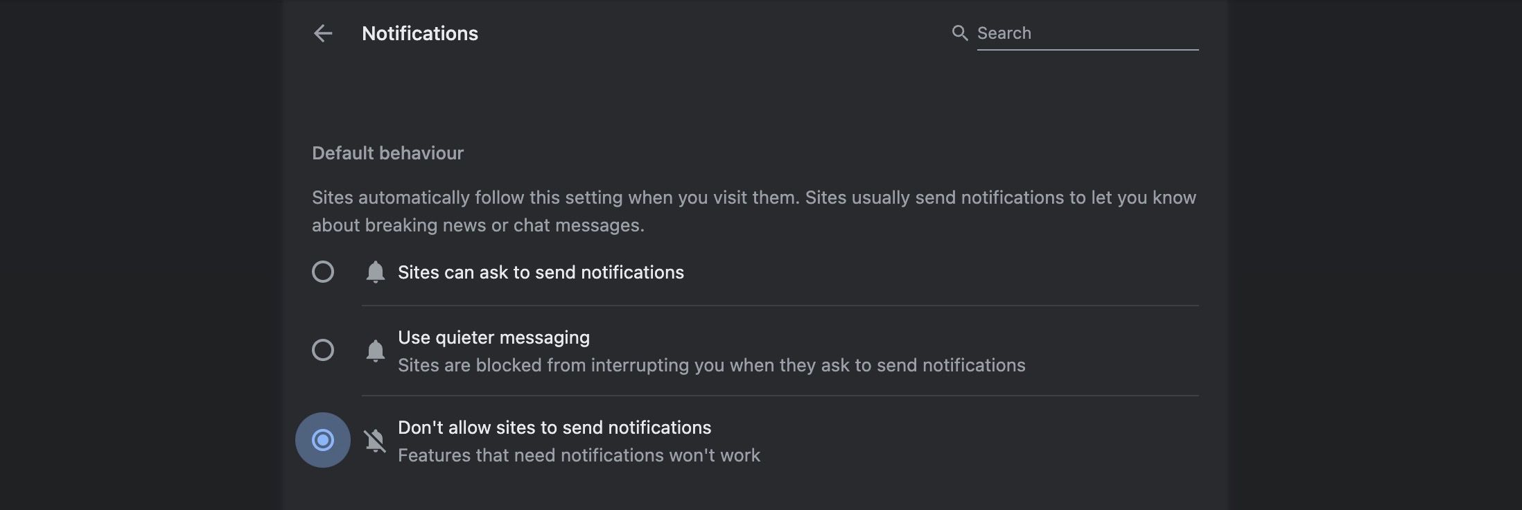 block sites from sending notifications and notification requests in chrome