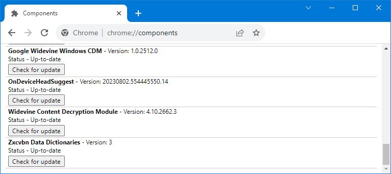 chrome components widevine