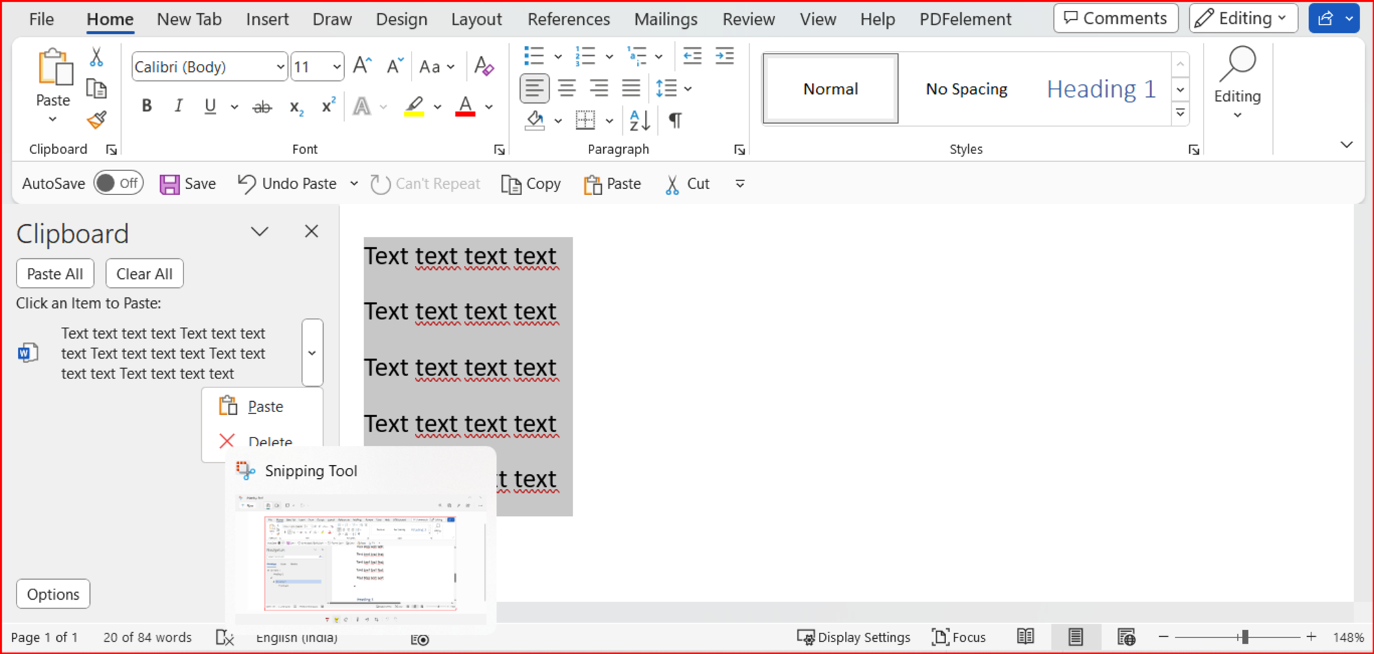 Reorder pages in Word using Clipboard history