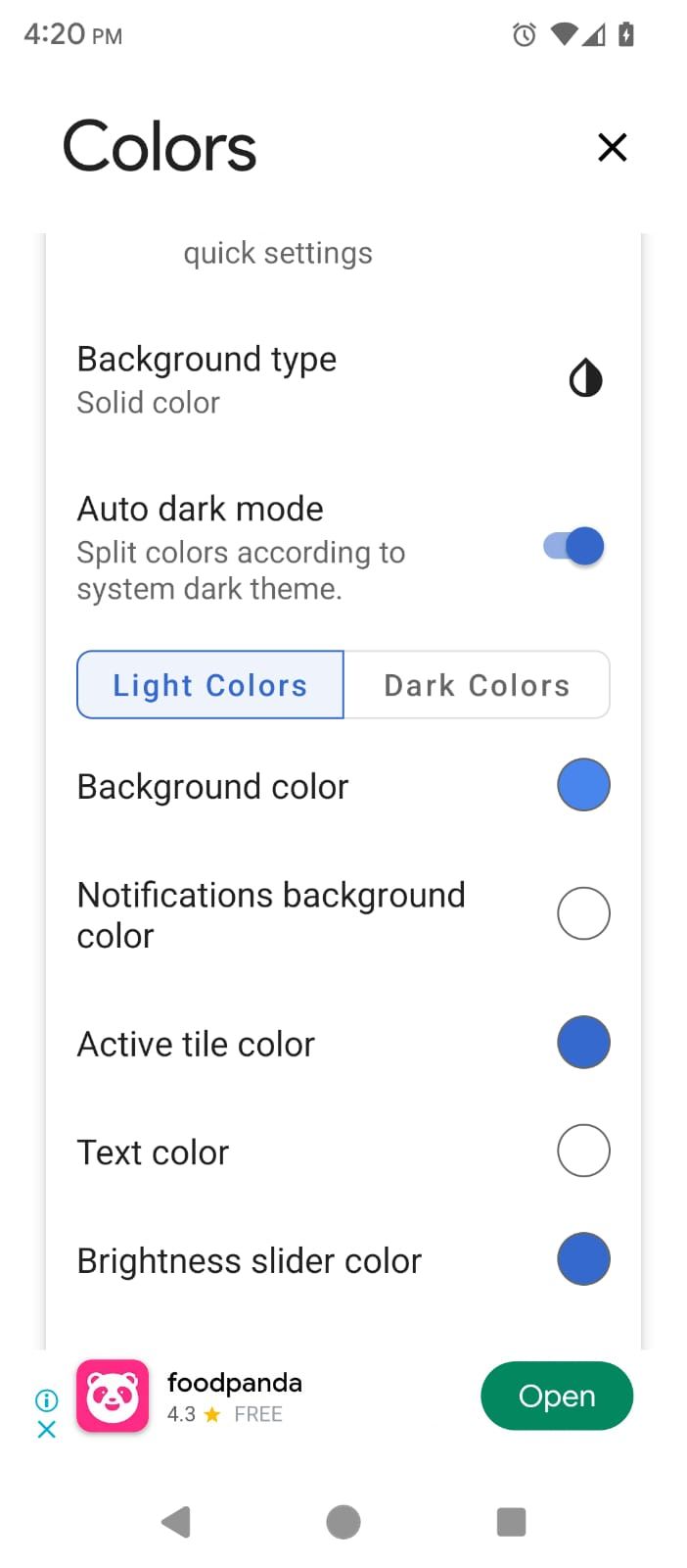 Color settings in Power Shade