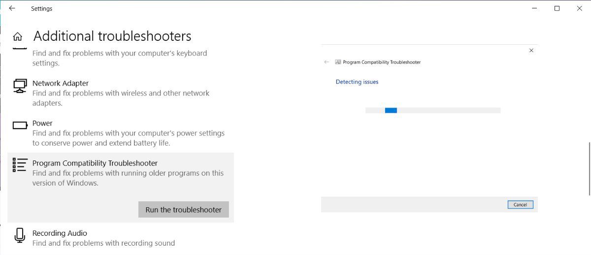 Run the compatibility troubleshooter in Windows 10