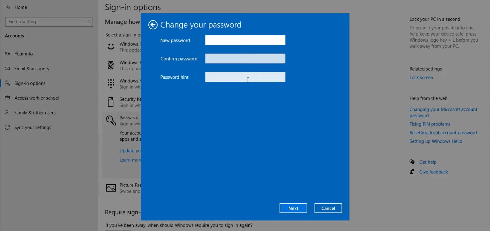Создайте новый пароль для локальной учетной записи администратора