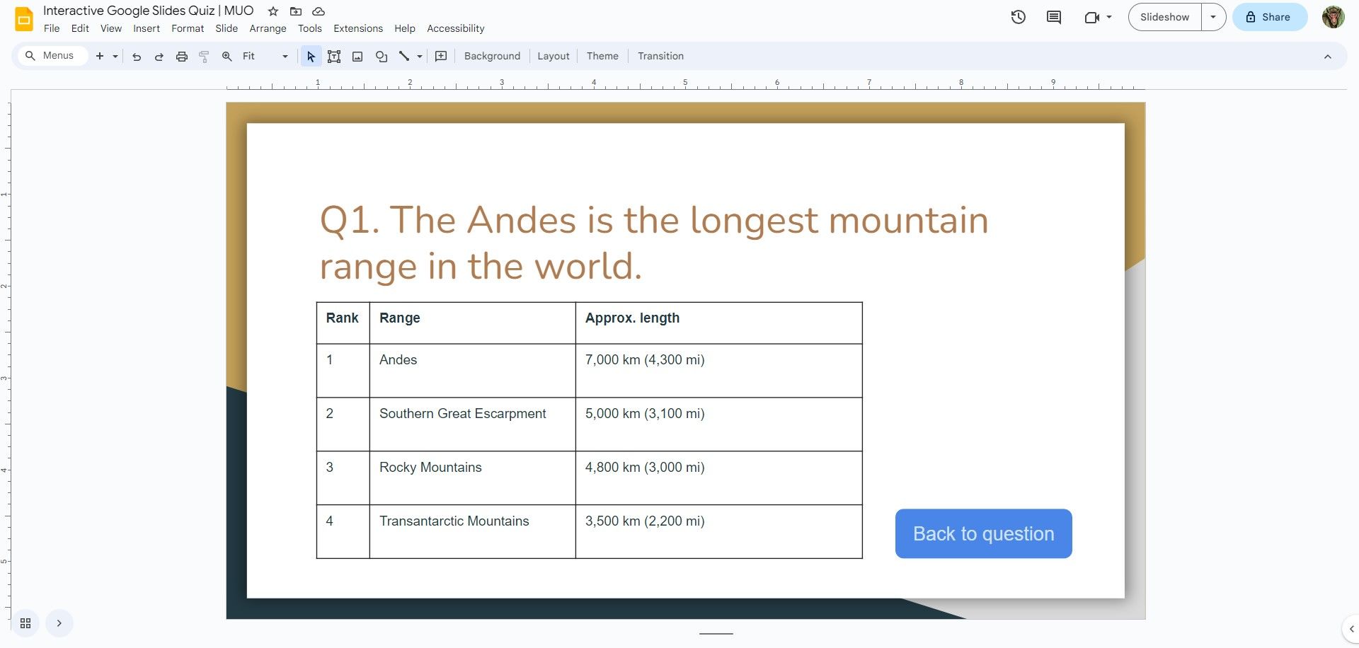 Membuat slide jawaban untuk kuis Google Slides