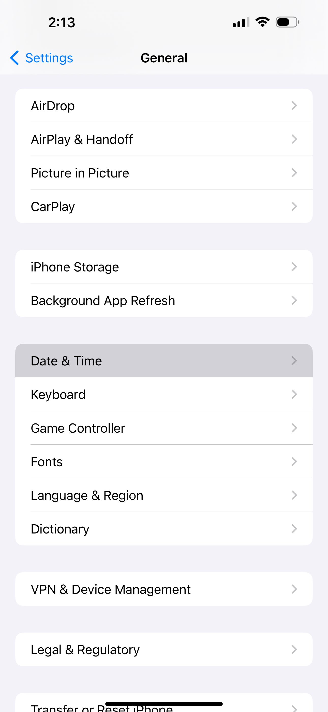 Date and Time settings in iOS