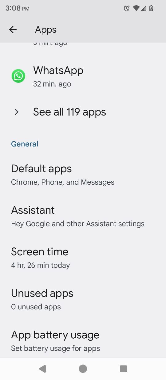 Default Apps option in the App Settings