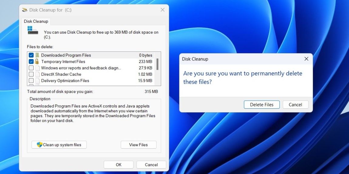 Supprimer les fichiers temporaires à l'aide de Disk Cleanup