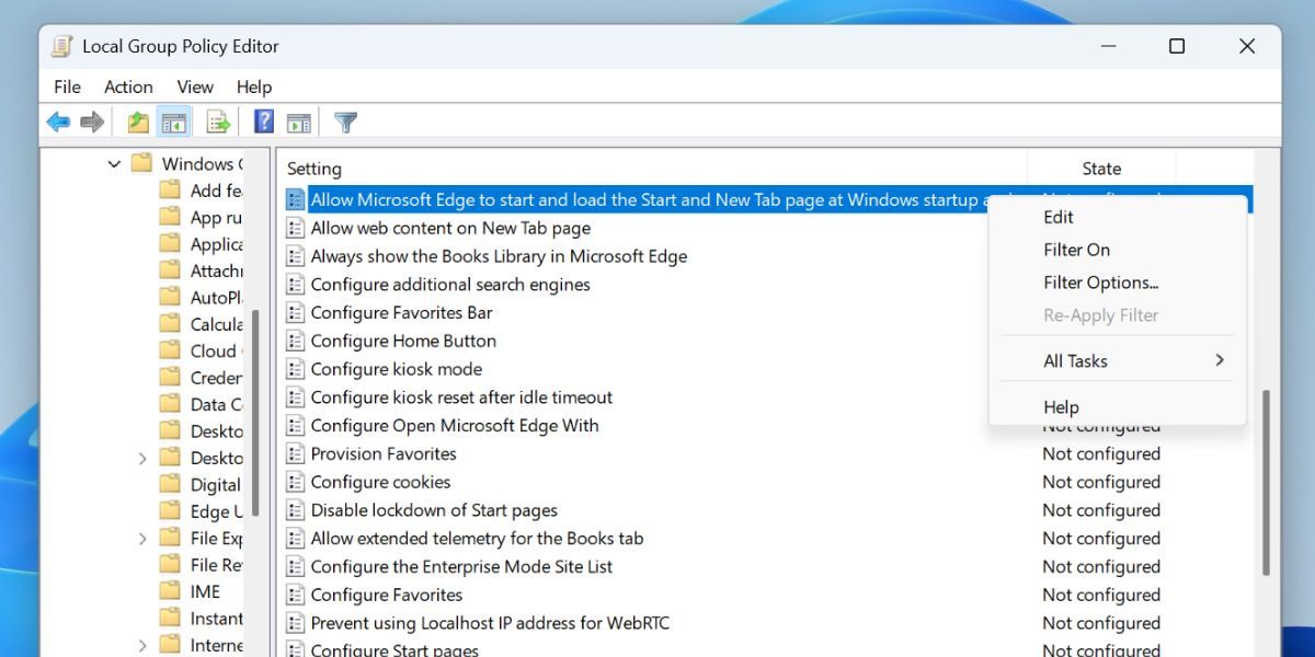 Microsoft Edge Enterprise new tab page