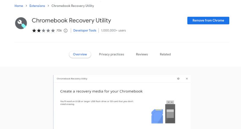 downloading the chromebook recovery utility from the chrome app store