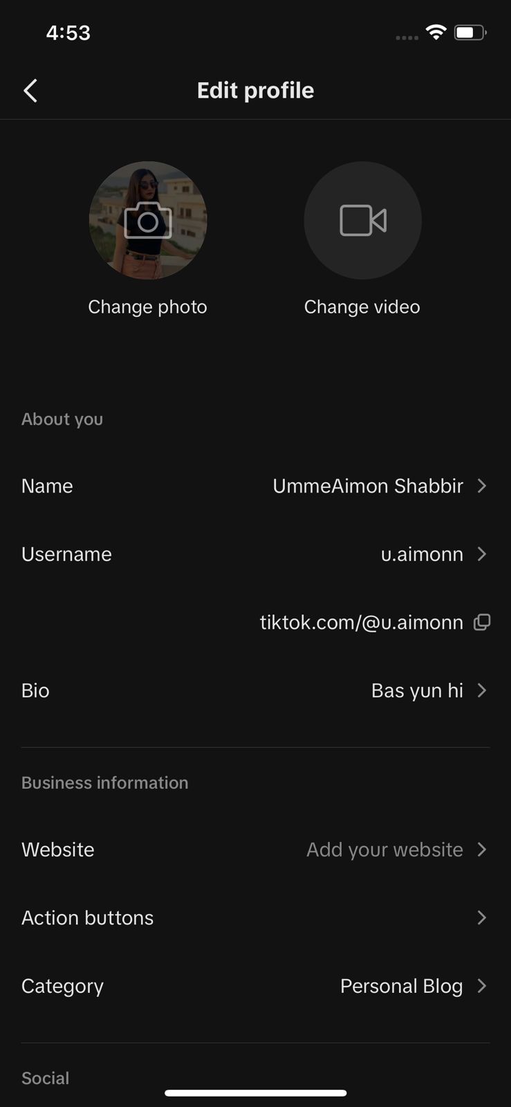 تنظیمات نمایه را در TikTok ویرایش کنید