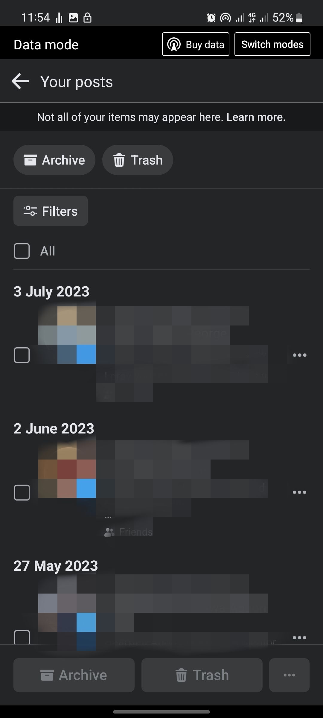 Facebook manage post page screenshot