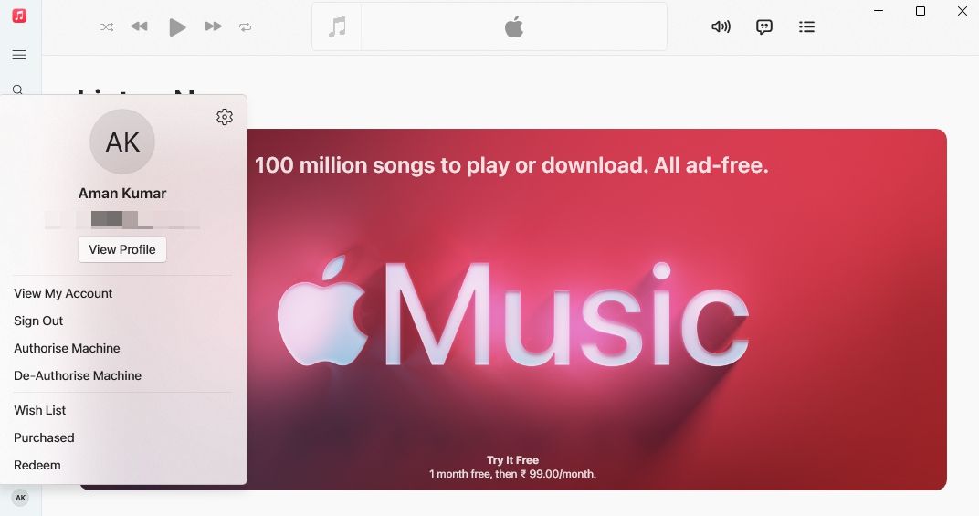 نماد چرخ دنده در برنامه Apple Music