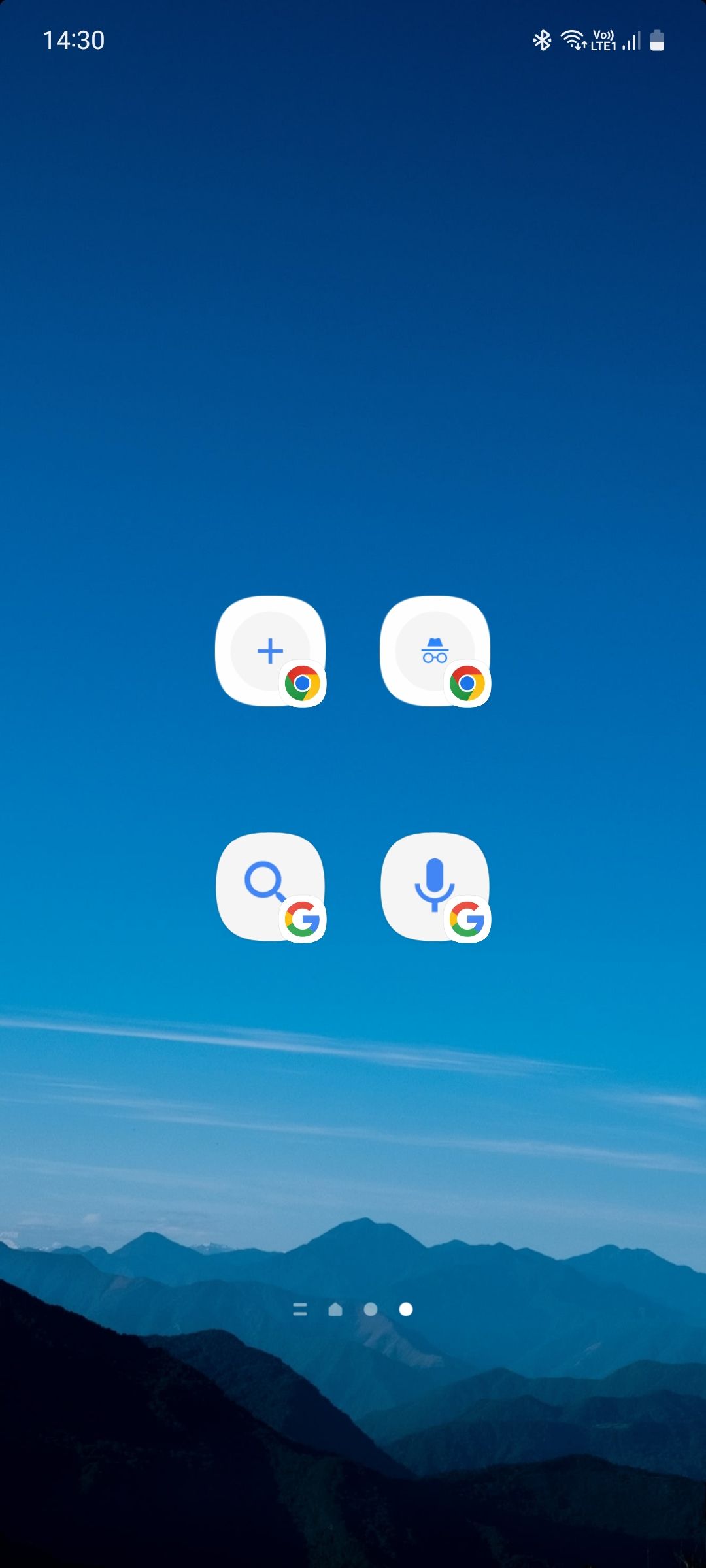 Google app and Chrome shortcuts on Android Home screen