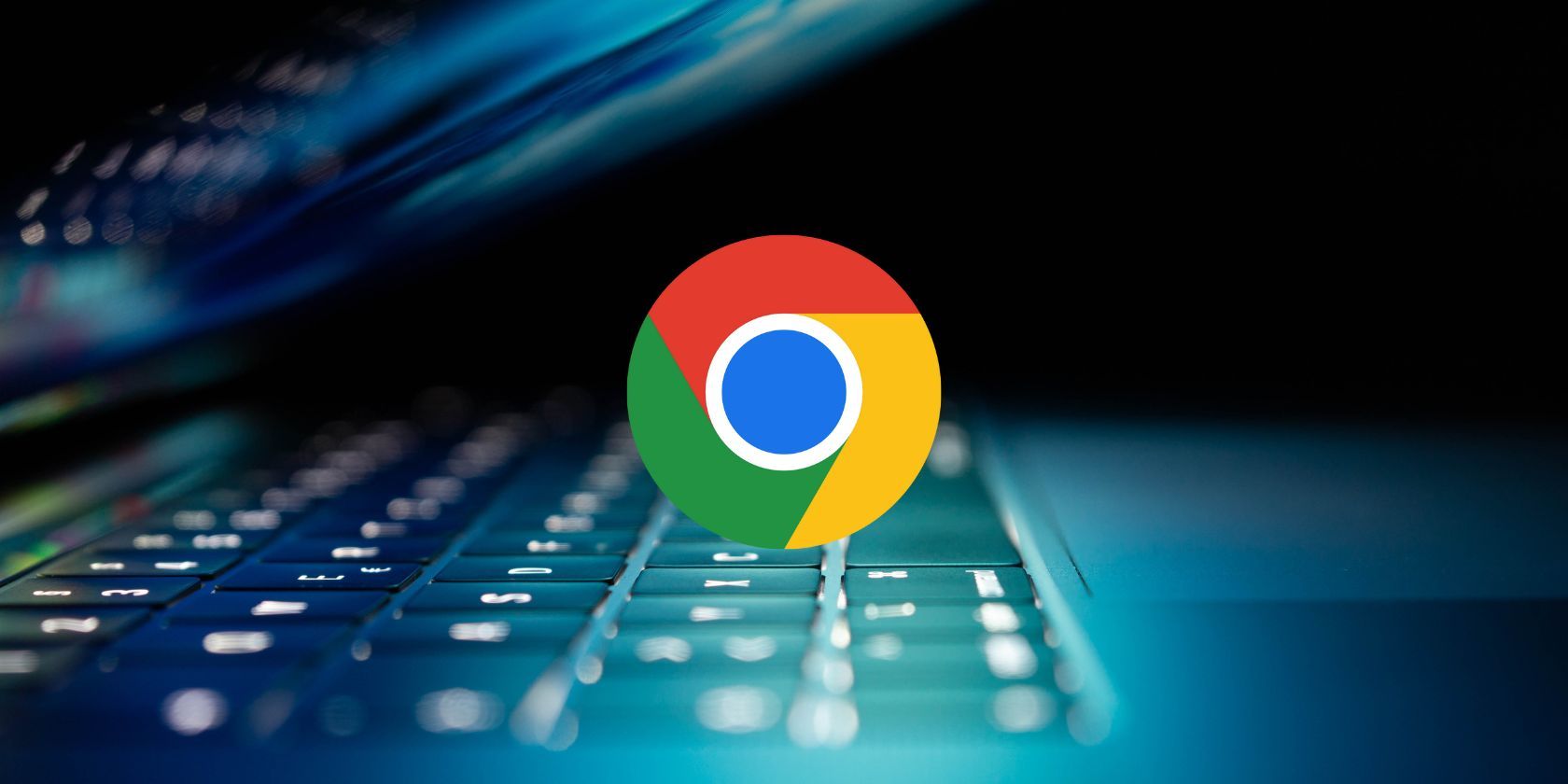 The Google Chrome icon in front of an of a partially closed laptop
