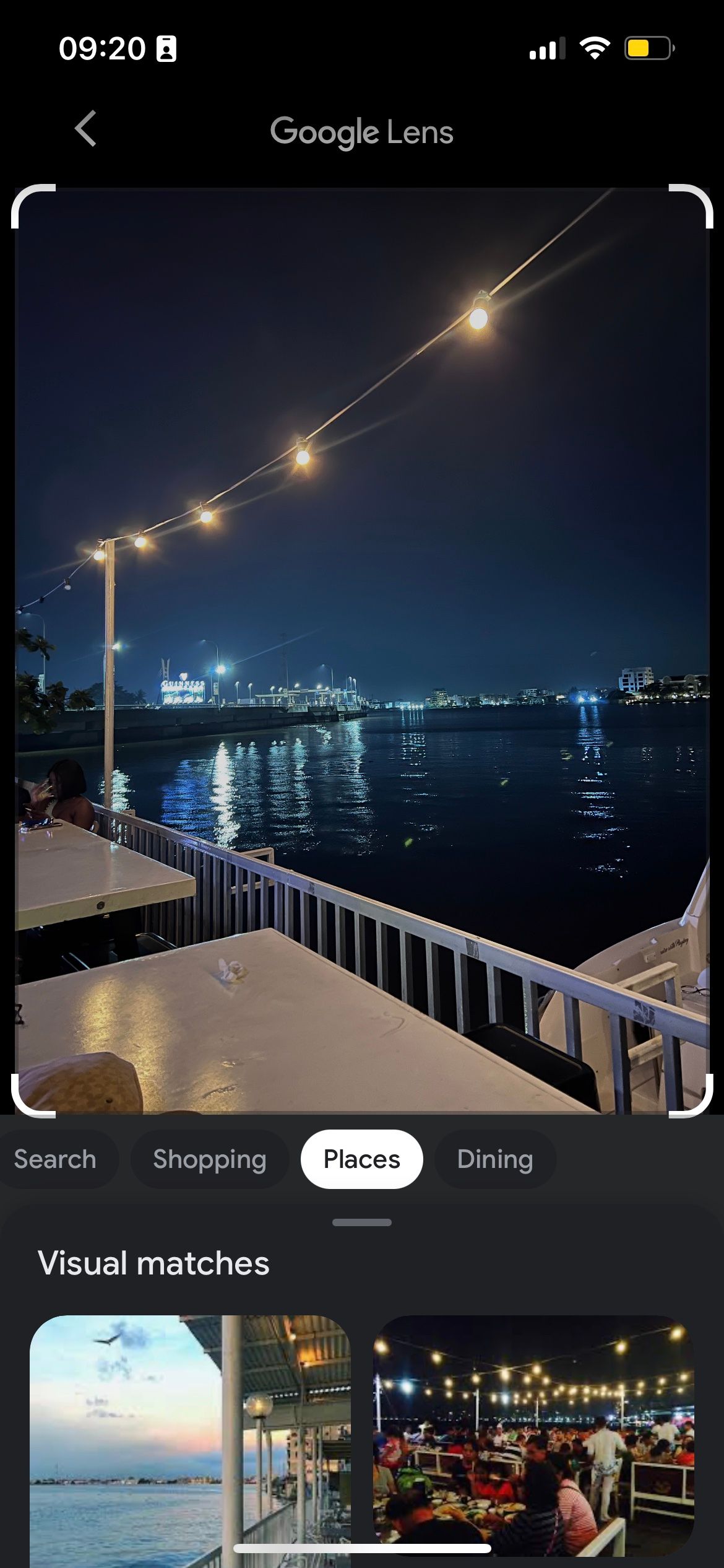 Google Lens searching an image in Google Photos