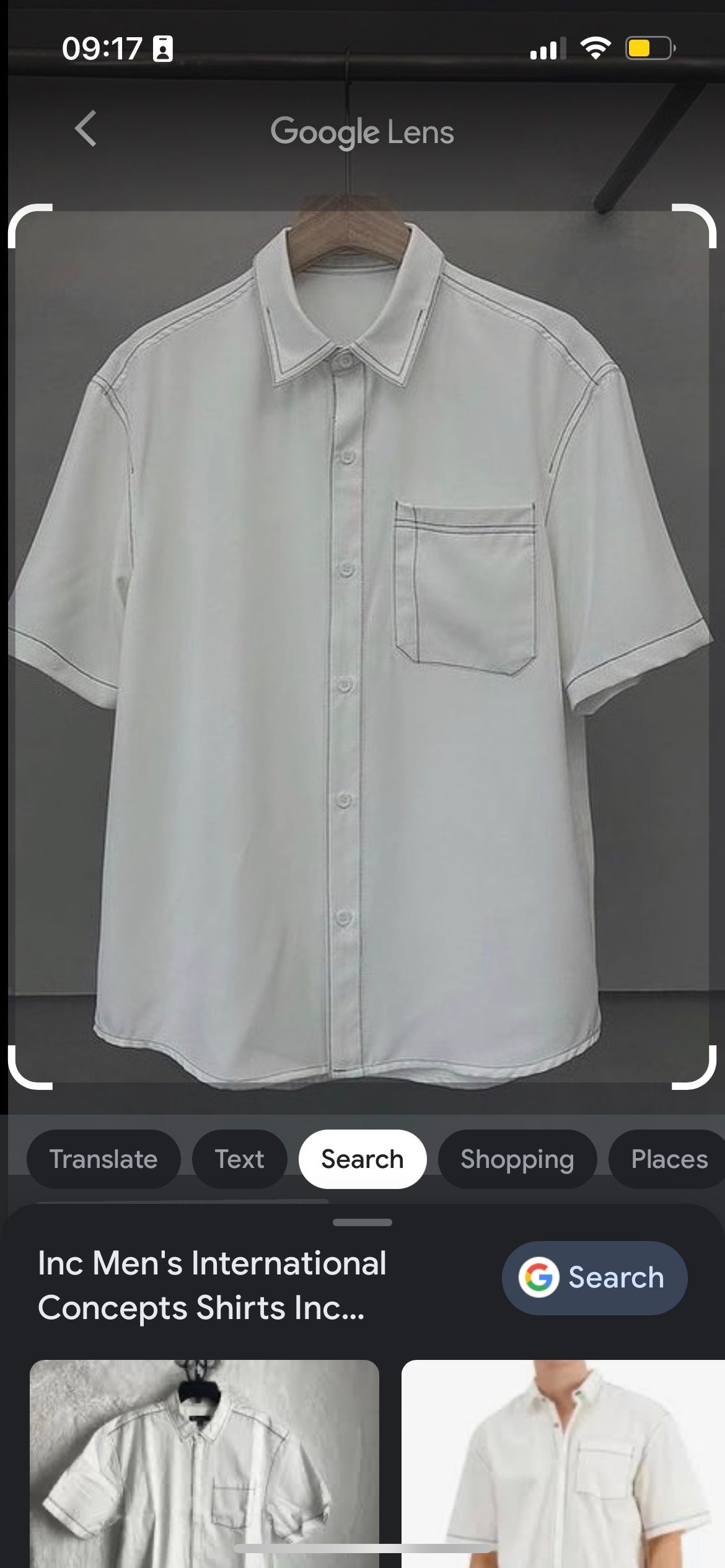 Google Lens searching the screenshot of a shirt on
