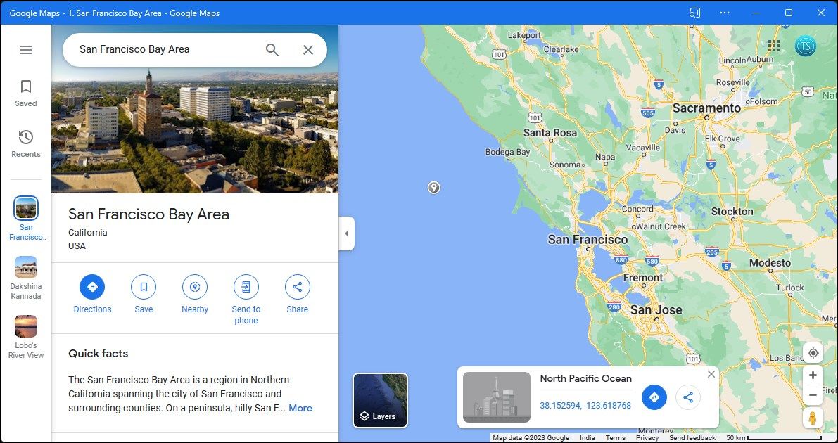 настольное приложение Google Maps edge