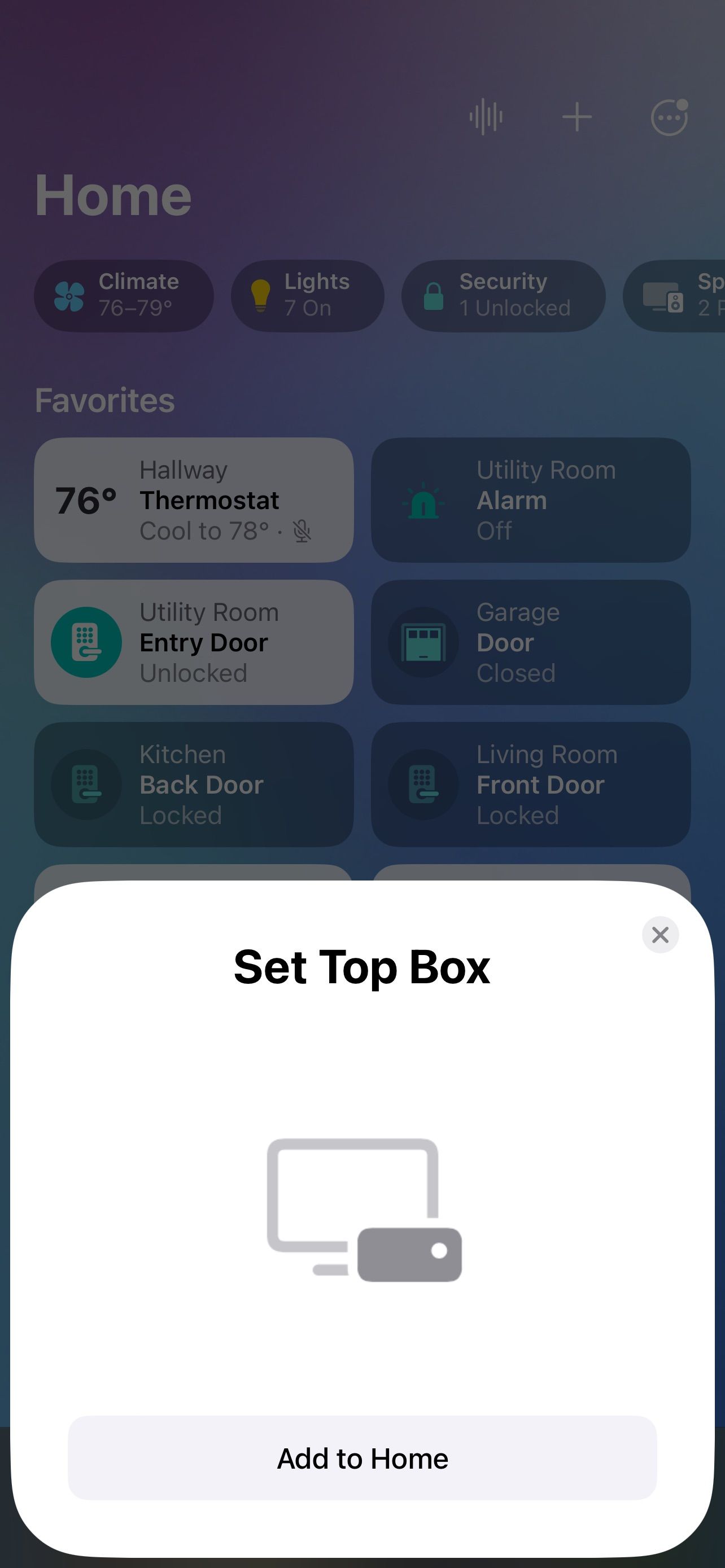 برنامه Home iOS 16 صفحه جفت شدن Set Top Box را اضافه کنید