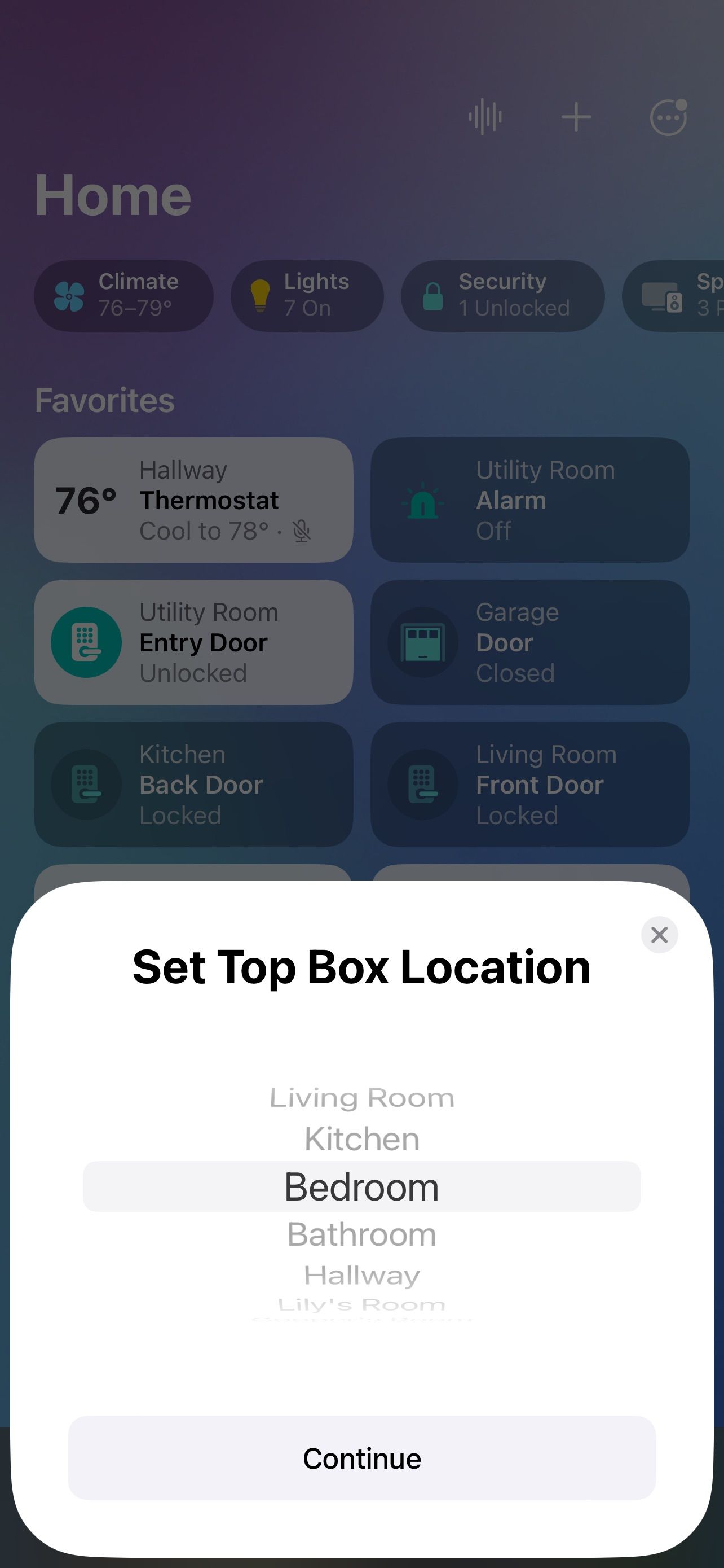 برنامه Home iOS 16 صفحه نمایش اتاق Set Top Box را اضافه کنید