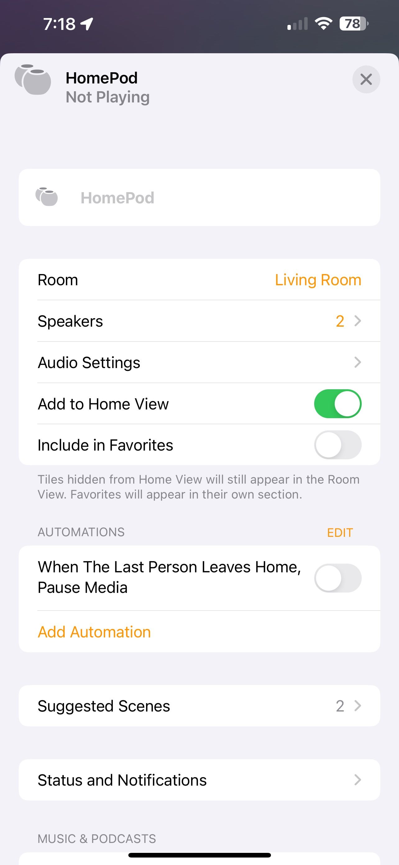 تنظیمات جفت استریو HomePod در iOS 16 Home App