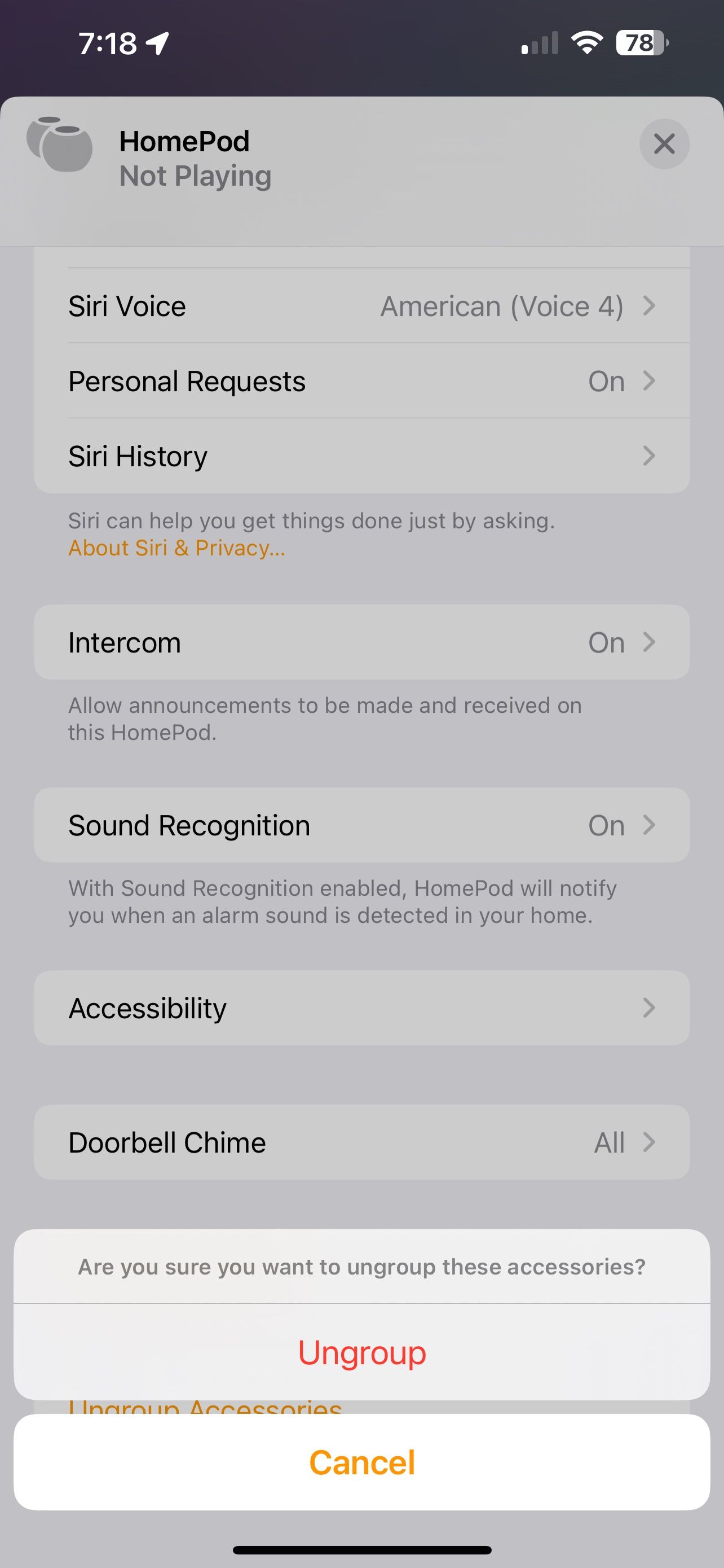 درخواست لغو گروه بندی جفت استریو استریو HomePod iOS 16 Home App