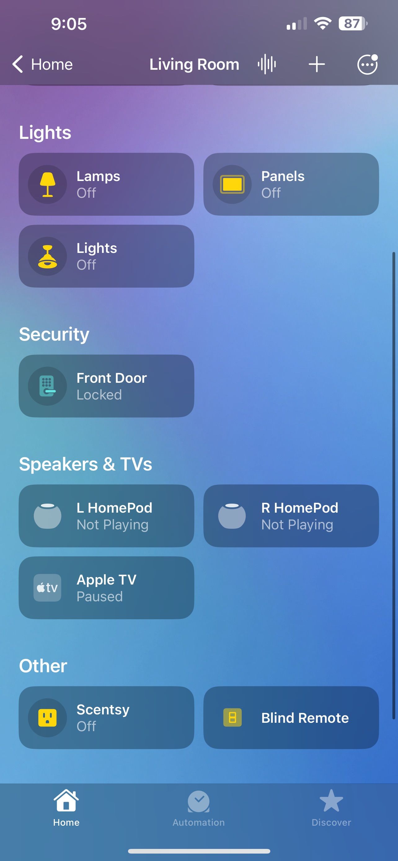 HomePods در اتاق iOS 16 Home App