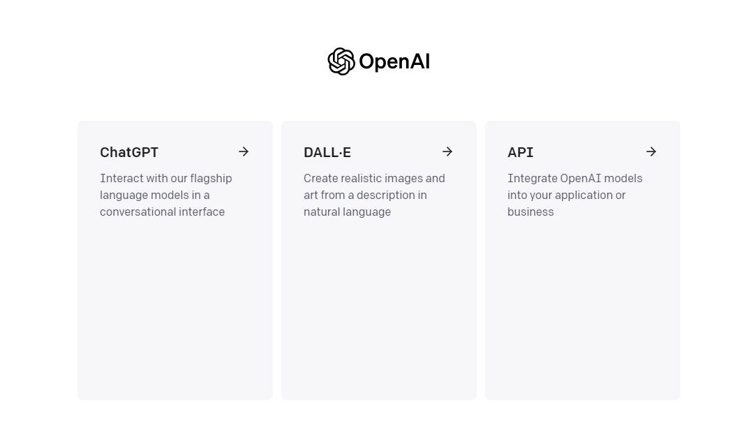 OpenAI API service selection page