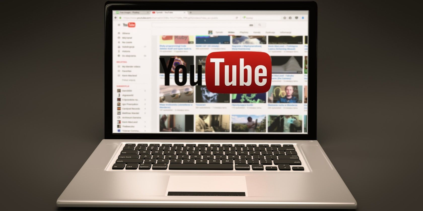 YouTube logo on a laptop screen